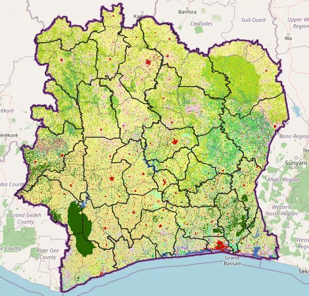 Land use map of Ivory Coast.