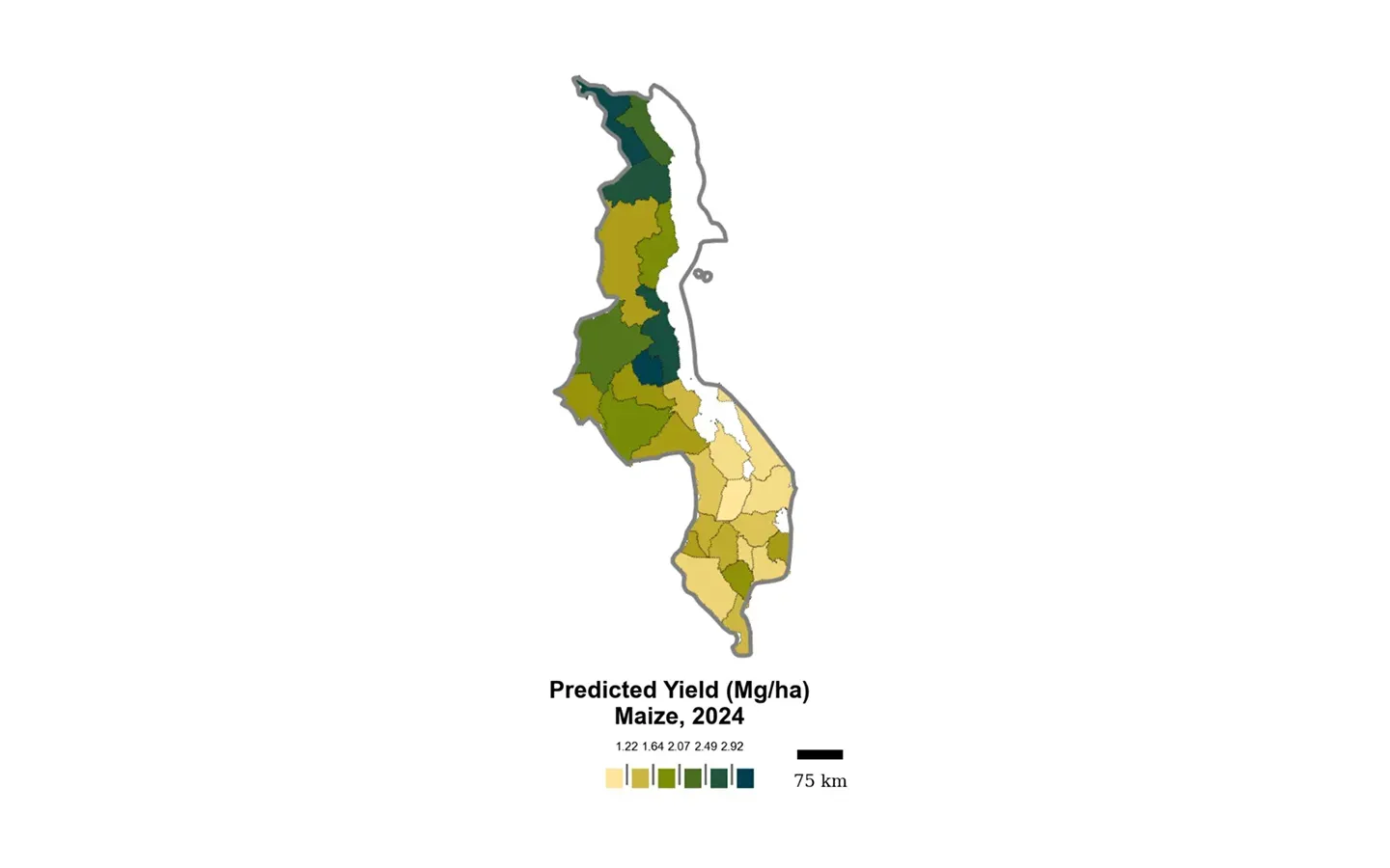 Map of crop yield forecast estimates.