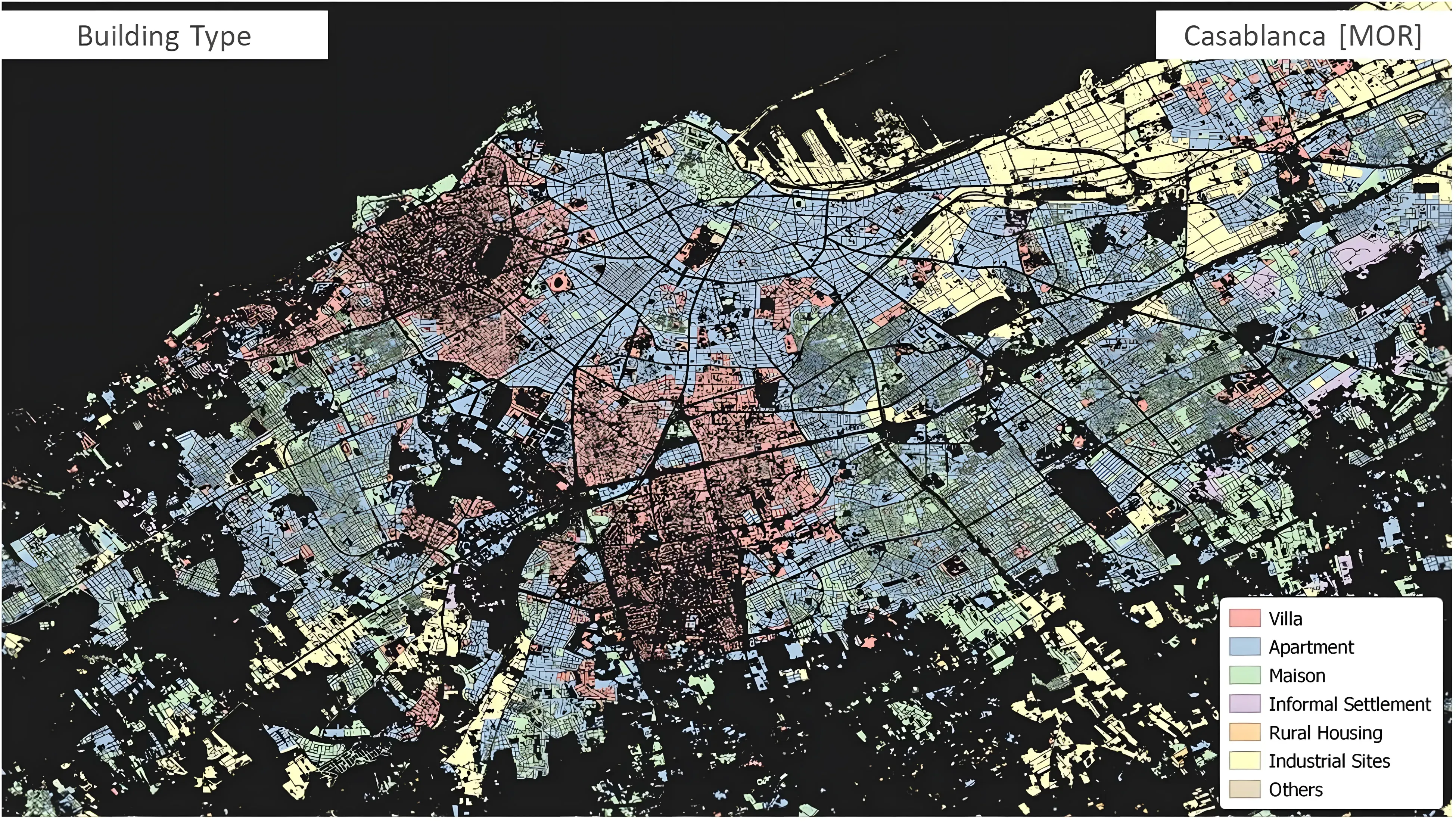 Map of building types across a city.